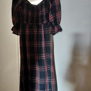Plaid Kids Dress in Black and Red